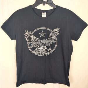 Bob Seger rhinestone eagle black top Size Large Band Rocker Vintage Retro Glam